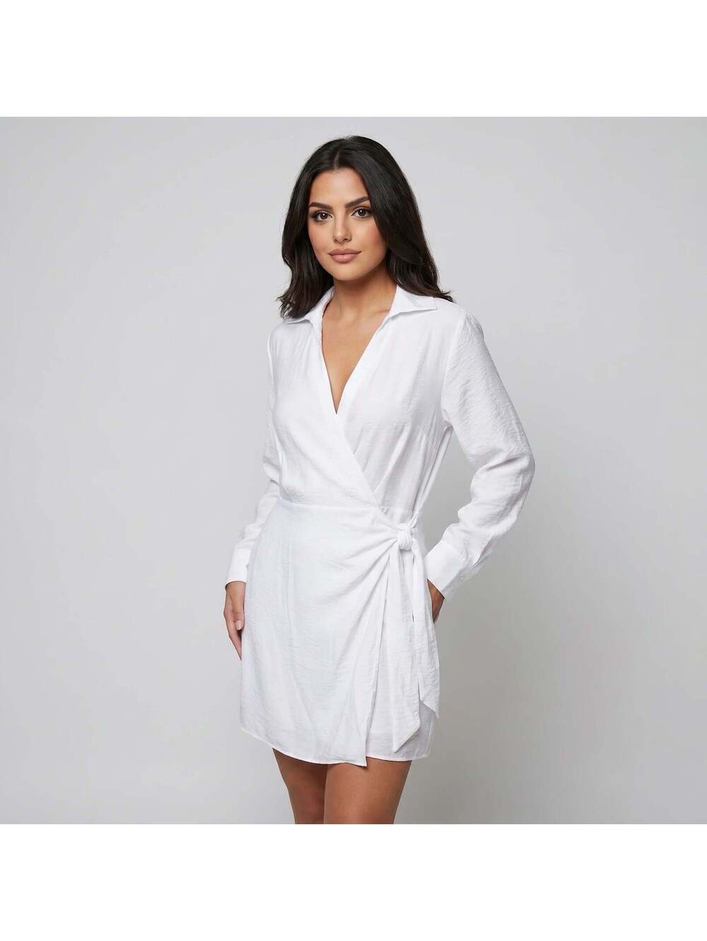 Vince White Wrap Shirt Dress — Side Knot — S — NWOT
